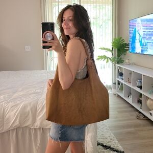 Tan Oversized Tote-Shoulder Bag